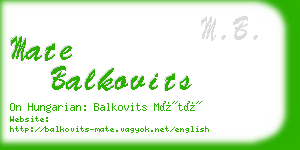 mate balkovits business card